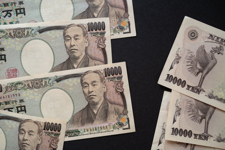 Japanese 10,000 yen bill money backgroundの写真素材