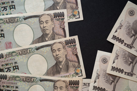 Japanese 10,000 yen bill money backgroundの写真素材