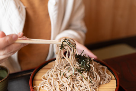 Eat delicious Zaru Soba noodlesの写真素材