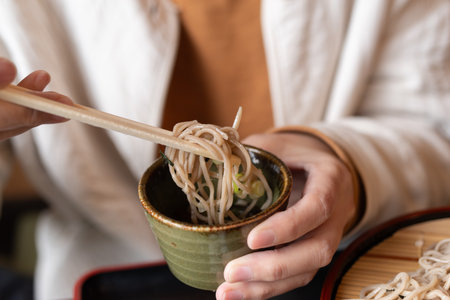 Eat delicious Zaru Soba noodlesの写真素材