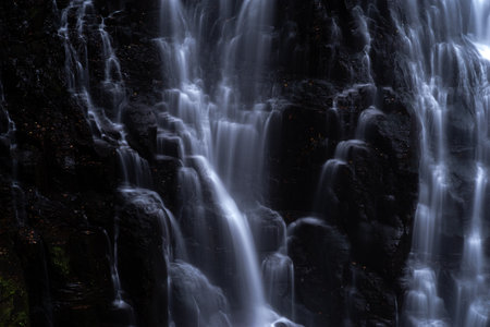 The beautiful spray of Bansho Falls at Norikura Plateauの写真素材