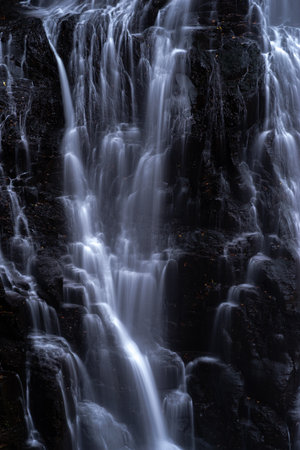The beautiful spray of Bansho Falls at Norikura Plateauの写真素材