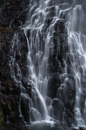The beautiful spray of Bansho Falls at Norikura Plateauの写真素材