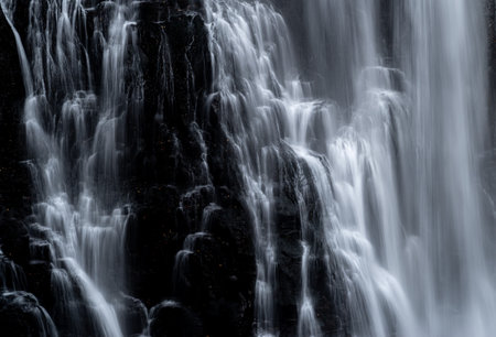 The beautiful spray of Bansho Falls at Norikura Plateauの写真素材