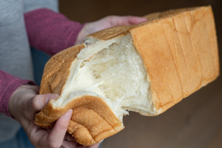 A person holding soft bread