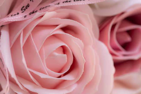 Beautiful pink artificial rose flowerの写真素材