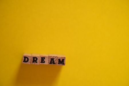 Blocks arranged in the order of "DREAM"の写真素材