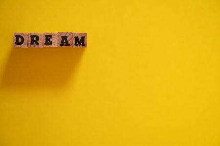 Blocks arranged in the order of "DREAM"の写真素材