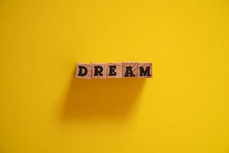 Blocks arranged in the order of "DREAM"の写真素材