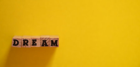 Blocks arranged in the order of "DREAM"の写真素材