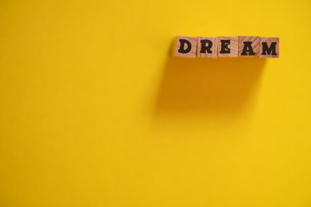 Blocks arranged in the order of "DREAM"の写真素材