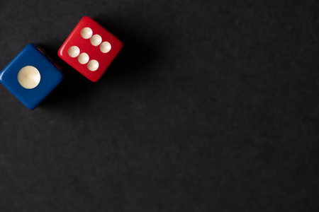 Two dice, one red and one blue