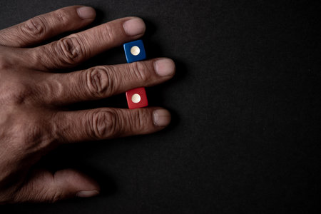 Person holding diceの写真素材