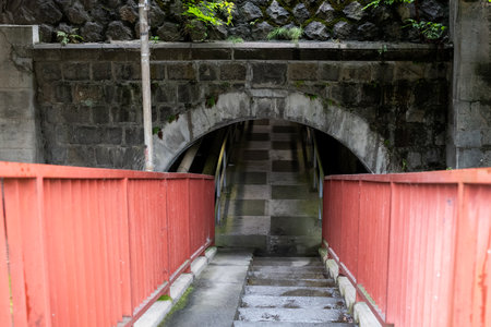 Old Japanese underground passagesの写真素材