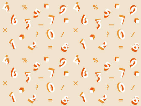 Seamless pattern studded with numbers. Orange background.のイラスト素材