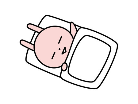 A cute rabbit character sleeps on a futon.

Cute and funny animal is expressing emotion.のイラスト素材