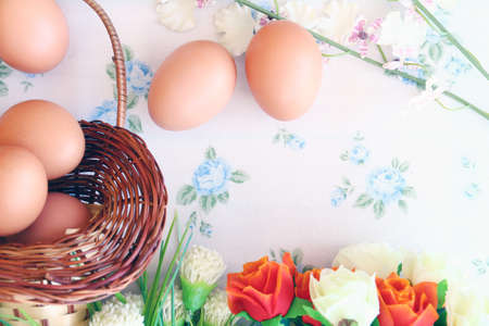 Eggs old vintage style on retro background