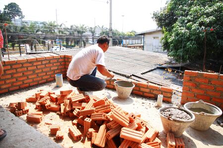 Bricklaying Frame Construction Site.のeditorial素材