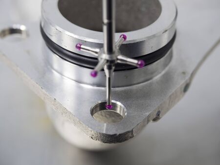 inspection automotive aluminum machining parts dimension by CMM measuring machine
