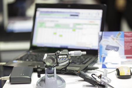 inspection and collect data of automotive steel gear by wireless vernier caliperの写真素材