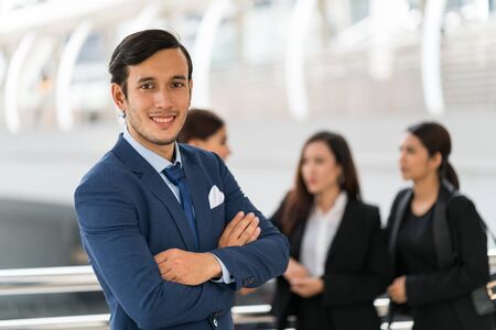 Business man portrait smile with confident elegant look, Happy working man, success business jobの写真素材