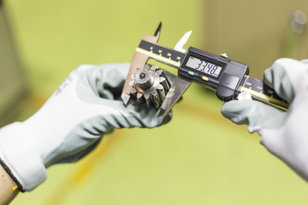 operator inspection dimension of automotive partの写真素材