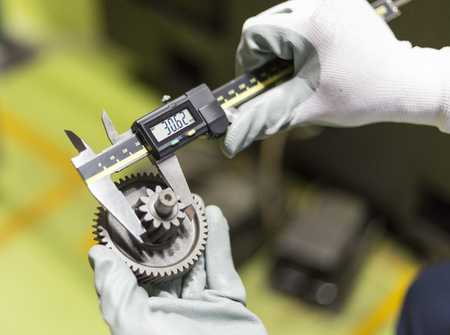 operator inspection dimension of automotive partの写真素材