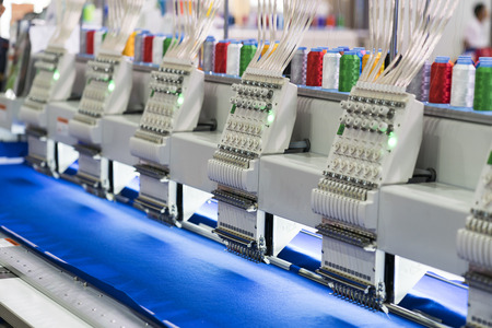 high technology sewing machine control by computer programing, high speed and quality sewing machine for mass production industrial manufacturingの写真素材