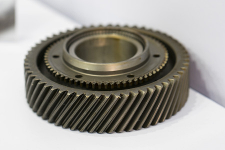 high precision automotive gear box close up, High qualify gear manufacturing by forging and maching process, automotive part, power train part assemblyの写真素材