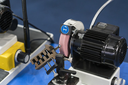 High precision carbide cutting tool grinding by CNC automatic grinding machine. High accuracy tool grinding process for industrial use.の写真素材