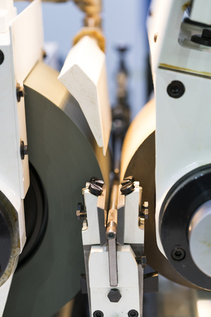 automotive industrial metal work machining process by cutting tool on CNC centerless grindingの写真素材