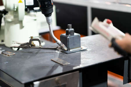 Welding precision part by mig welding process, high technology automatic mig welding, precision welding partの写真素材