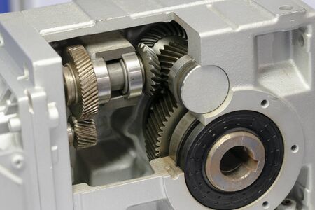 high precision automotive gear box close-up.Gear box for increase and reduce speed. precision gear...