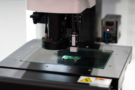 operator inspection high precision part by automate vision system