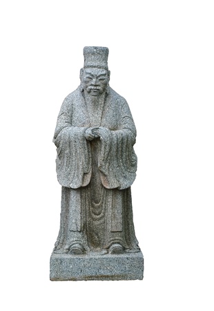 Statue of Confucius on white backgroundの写真素材