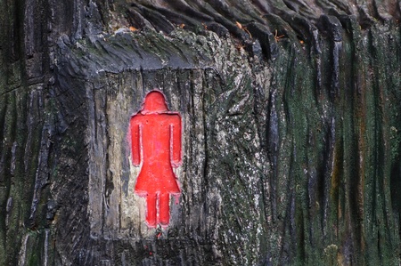 Female toilet signs Made of wood の写真素材