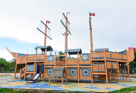 Playground without children with pirate shipのeditorial素材