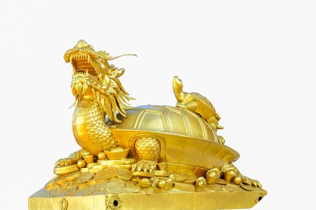 Dragon Turtle statue on white backgroundの写真素材