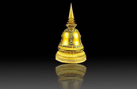 Oil paintings stupas and a black backgroundの写真素材