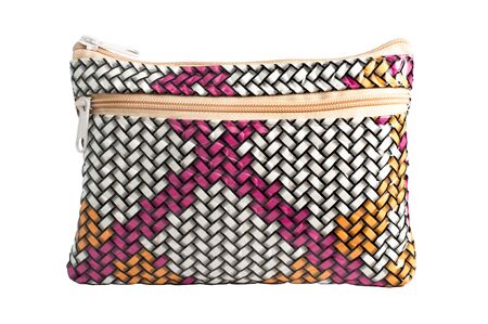 Colorful purse on the write backgroundの写真素材