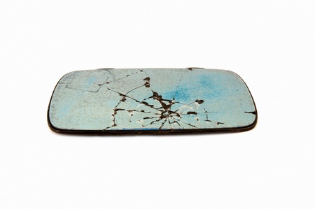 Broken a glass car on white backgroundの写真素材