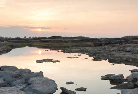 Sam Phan Bok rock canyon beside Khong river,Ubon Ratchathani of Thailand.の写真素材