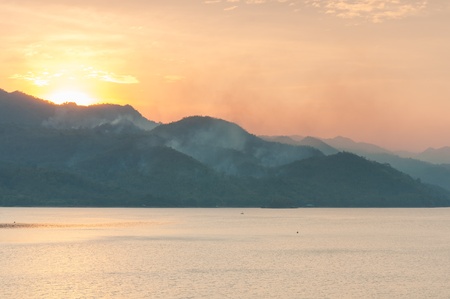 Scenic of Srinakarin dam at kanchanaburi of Thailandの写真素材