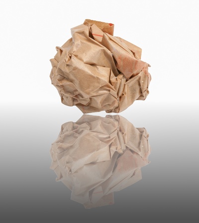 Lump crumpled paper isolate on white backgroundの写真素材