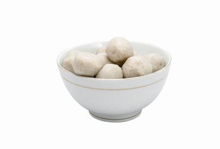 Meat balls in the cup on white backgroundの写真素材