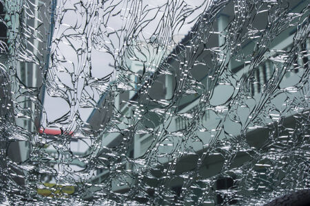 broken front window after car accident for you background