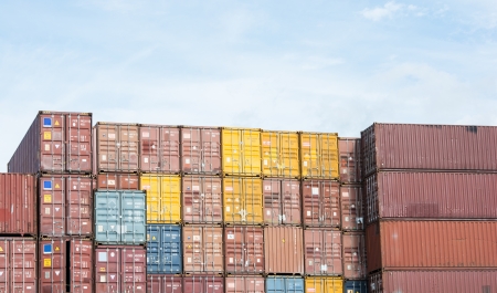 Cargo containers and blue sky a background