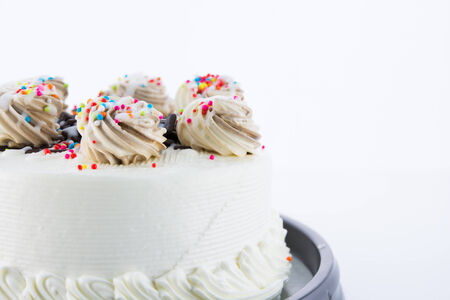 Colorful white Cake isolate on wgite backgroundの写真素材