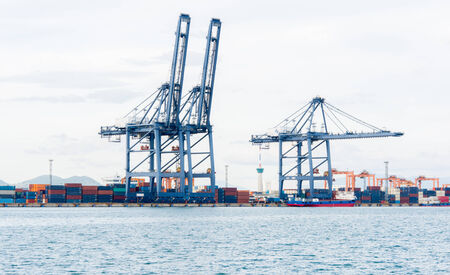 Cargo sea port and Sea cargo cranes of Thailandの写真素材