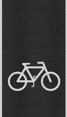 bicycle sign path on the road and lines of trafficの写真素材